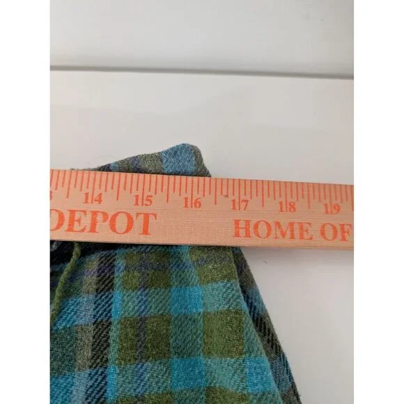 J Jill Plaid Fringe Skirt Womens Petite Size 12 Green Wool Blend Lined Faux Wrap - Picture 9 of 10